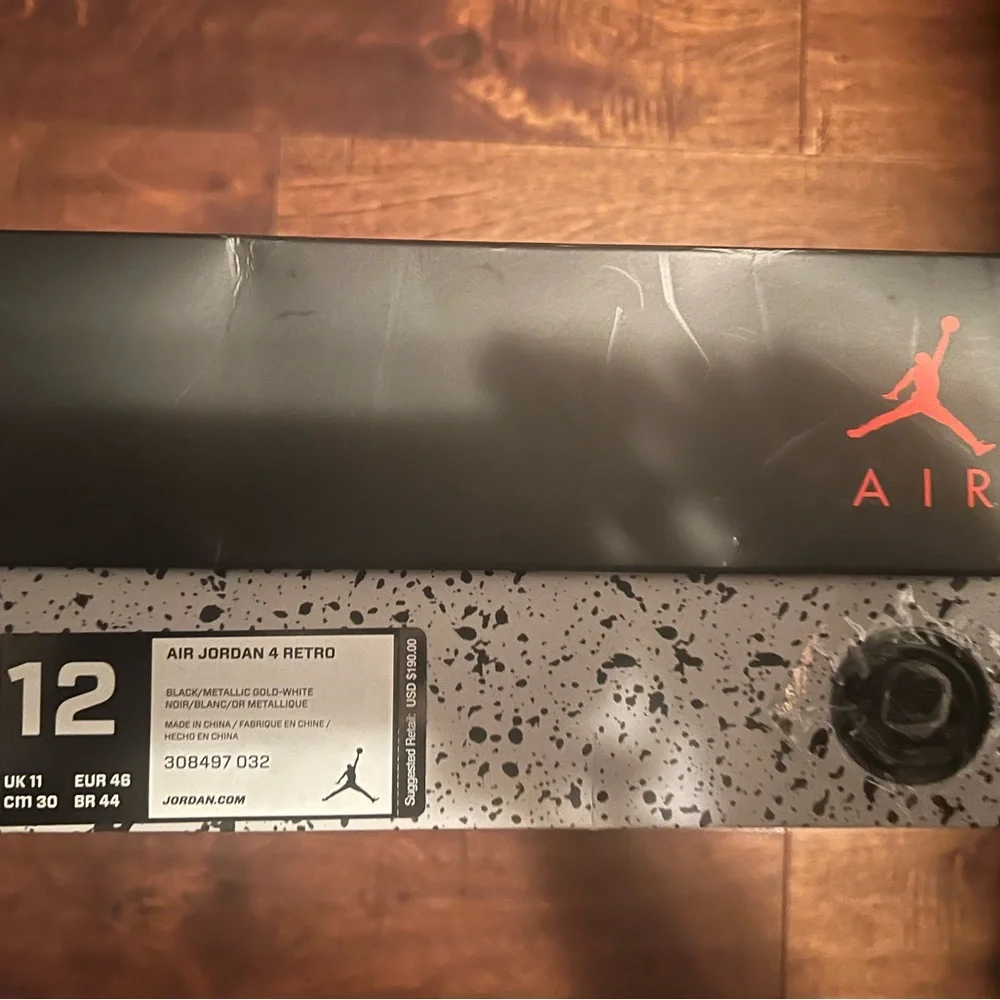 AJ Jordan 4 Royalty Black/Metallic Gold-White Mens Size 12 - Picture 7 of 10